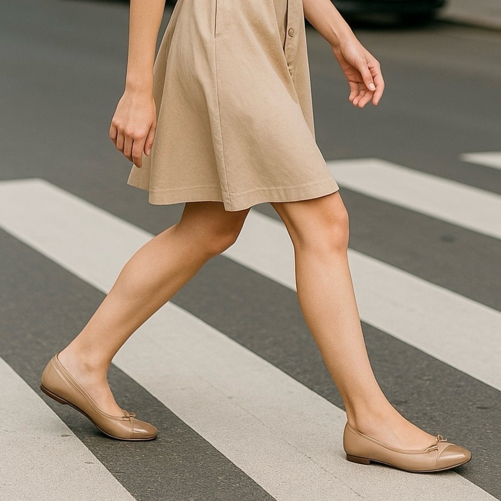 DV by Dolce Vita Moxy Nude Beige Patent Ballet Vegan Flats Women’s Size 7 | NIB